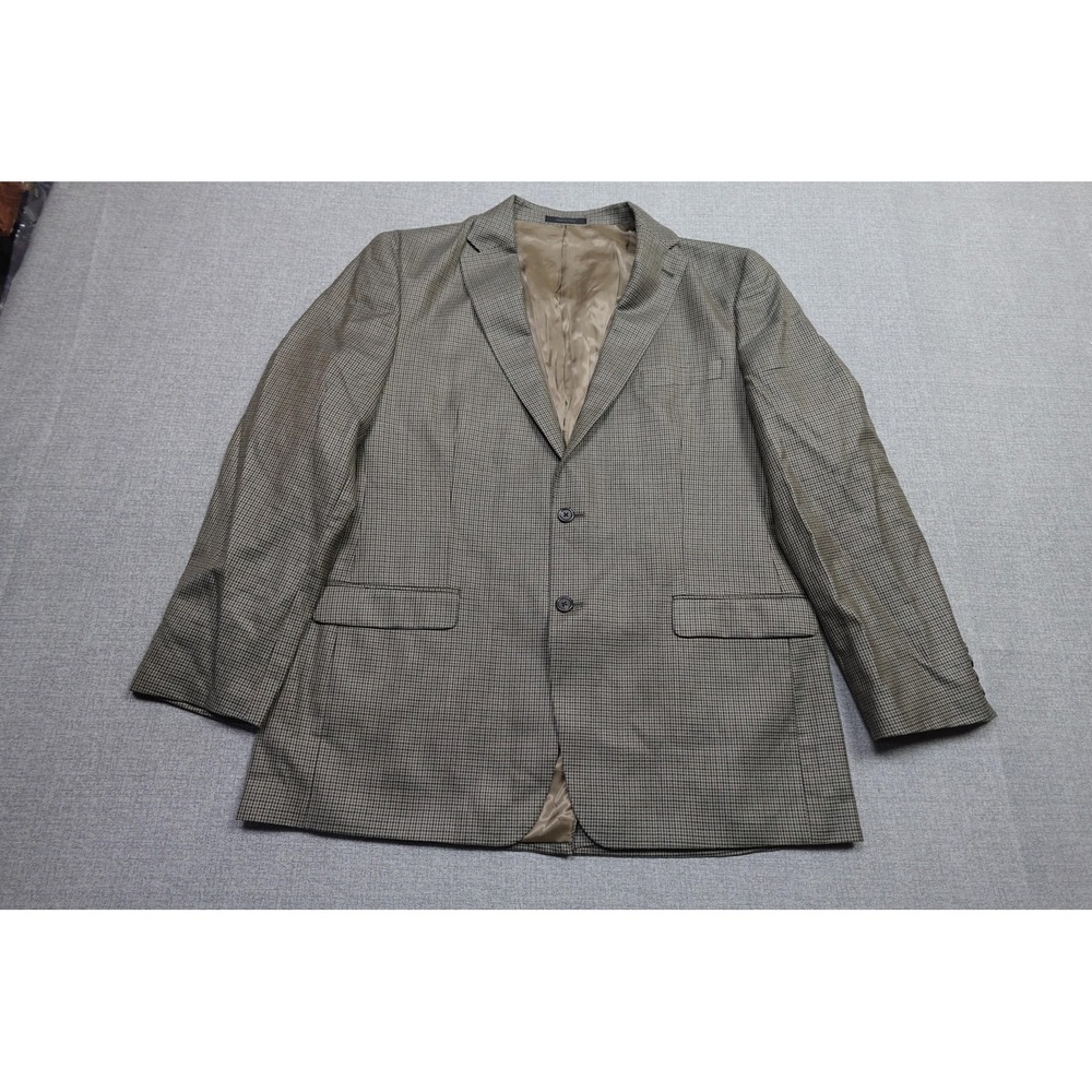 Lauren Ralph Lauren Sport Coat Mens 46L Brown Check Silk Wool Tweed 2 Button